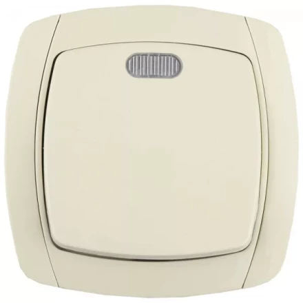 Выключатель СВЕТОЗАР &quot;CITY LIGHT&quot; одноклавишный в сборе, с подсветкой, бежевый, 10А/~250В SV-54231-B купить в Кургане