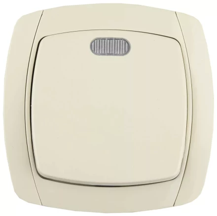 Выключатель СВЕТОЗАР &quot;CITY LIGHT&quot; одноклавишный в сборе, с подсветкой, бежевый, 10А/~250В SV-54231-B купить в Кургане