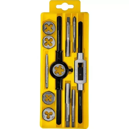 Набор метчиков и плашек STAYER &quot;MASTER&quot;, метчикодержатель 1шт, плашкодержатель 1шт, метчики 5шт, плашки 5шт, 12 предметов 28012-H12_z01 купить в Кургане