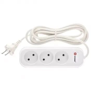 Удлинитель бытовой без заземления, 2*0,75мм*3м, 3 розетки, 6A, STERN 95726 купить в Кургане