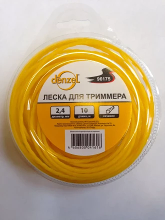 Леска для триммера квадратная витая 2.4мм х 10м  Denzel Россия 96175 купить в Кургане