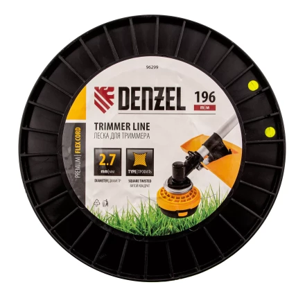 Леска для триммера витой квадрат, 2,7мм х 196м, на DIN катушке FLEX CORD// Denzel 96299 купить в Кургане