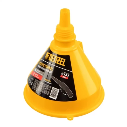 Воронка пластиковая 135 мм с металлическим ситом, гибким наконечником и непроливайкой Denzel 537210 купить в Кургане