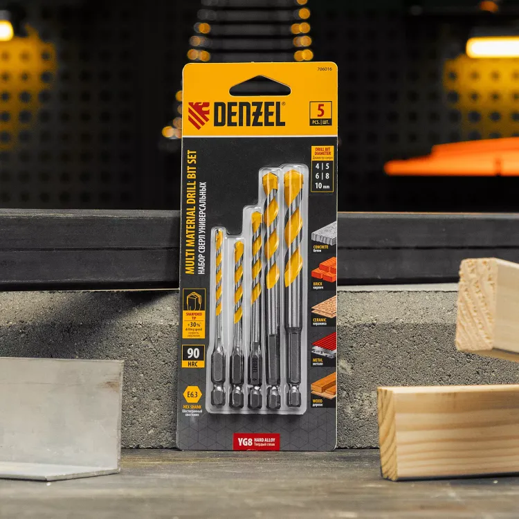 Набор сверл универсальных, Multi cut, 4-10 мм, 5 шт Denzel 706016 купить в Кургане