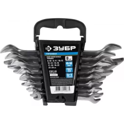 Набор ЗУБР "ПРОФИ": Ключи гаечные рожковые, Cr-V сталь, хромированные, 8х24мм, 8шт 27021-H8