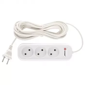 Удлинитель бытовой без заземления, 2*0,75мм*5м, 3 розетки, 6A, STERN 95727 купить в Кургане