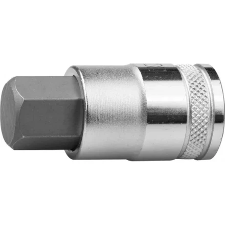 Торцовая бита-головка KRAFTOOL "INDUSTRIE QUALITAT", материал S2, HEX, сатинированная, 1/2", H17 27908-17_z01 купить в Кургане