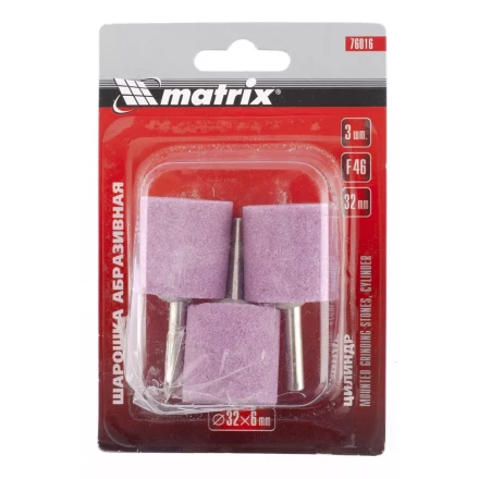 Шарошка абразивная цилиндр 32x32x6 F46 3 штук MATRIX 76016 купить в Кургане