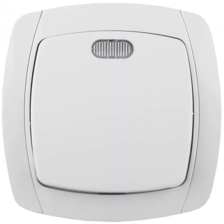 Выключатель СВЕТОЗАР &quot;CITY LIGHT&quot; одноклавишный в сборе, с подсветкой, белый, 10А/~250В SV-54231-W купить в Кургане