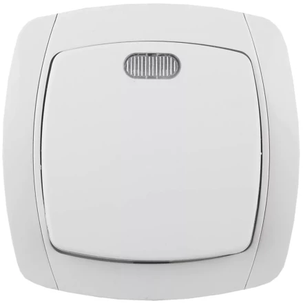 Выключатель СВЕТОЗАР &quot;CITY LIGHT&quot; одноклавишный в сборе, с подсветкой, белый, 10А/~250В SV-54231-W купить в Кургане