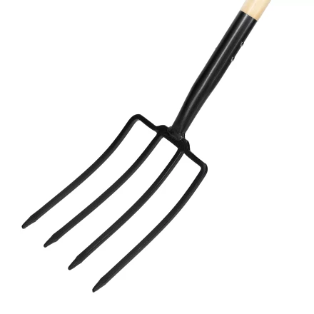 Вилы 4-рогие Palisad 61394, огородные, кованые, 195х295х1165 мм, деревянный лакированный черенок купить в Кургане