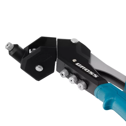 Заклепочник ручной Gross 40418, 290 мм, поворотный, 0-360, заклепки 2,4-3,2-4,0-4,8 мм купить в Кургане