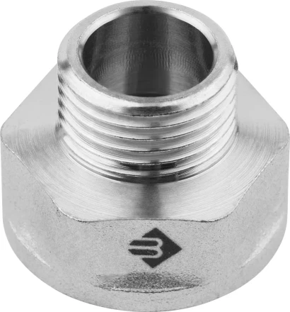 Переходник ЗУБР &quot;ЭКСПЕРТ&quot; удлиненный цилиндрический, никелированная латунь, 3/4&quot;х1/2&quot; 51283-3/4-1/2 купить в Кургане