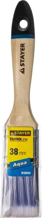 Кисть плоская STAYER &quot;EURO&quot;, &quot;AQUA&quot; для воднодисперсионных и акриловых ЛКМ, искусств щетина, деревя ручка, 1,5&quot;/38мм 01062-038 купить в Кургане