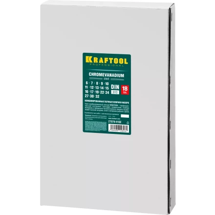 Наборы ключей комбинированных KRAFTOOL, Cr-V, DIN 3110, в EVA-ложементе 27079-H18E купить в Кургане