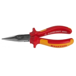 Тонкогубцы "ELECTRO-KRAFT", Cr-Mo сталь, двухкомпонентная маслобензостойкая рукоятка, хромированное покрытие, 160мм. KRAFTOOL 2202-3-16 2202-3-16_z01