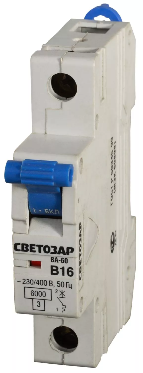 Выключатель автоматический СВЕТОЗАР 1-полюсный, 63 A, "B", откл. сп. 6 кА, 230 / 400 В SV-49051-63-B купить в Кургане