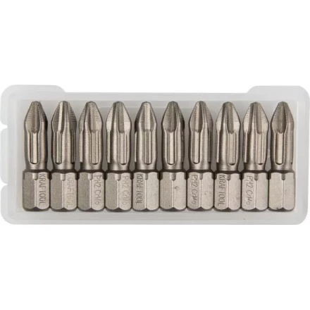 Биты &quot;ЕХPERT&quot; торсионные кованые, обточенные, KRAFTOOL 26121-2-25-10, Cr-Mo сталь, тип хвостовика C 1/4&quot;, PH2, 25мм, 10шт 26121-2-25-10 купить в Кургане