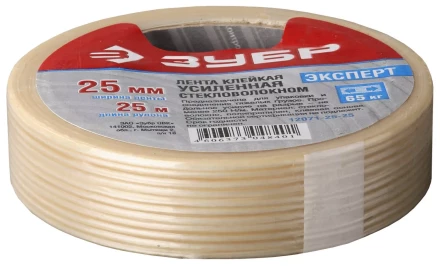 Лента ЗУБР &quot;ЭКСПЕРТ&quot; клеящая однонаправленная, усиленная стекловолокном, 25мм х 25м 12071-25-25 купить в Кургане