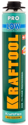 Пена &quot;PREMIUM LOW&quot; профессиональная, монтажная, пистолетная, всесезонная, 800мл, KRAFTOOL 41181_z01 купить в Кургане