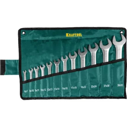 Набор рожковых гаечных ключей 12 шт, 6 - 32 мм, KRAFTOOL 27033-H12 купить в Кургане