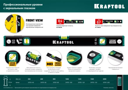 Профессиональный уровень с зеркальным глазком KRAFTOOL 34781-60 купить в Кургане