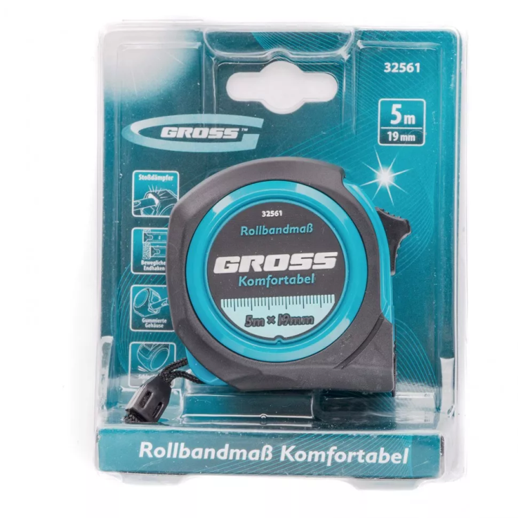 Рулетка Komfortabel 5 м х 19 мм обрезиненный корпус Gross 32561 купить в Кургане