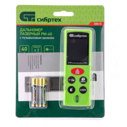 Лазерный дальномер Сибртех PM-40 с пузырьковым уровнем 38010 купить в Кургане