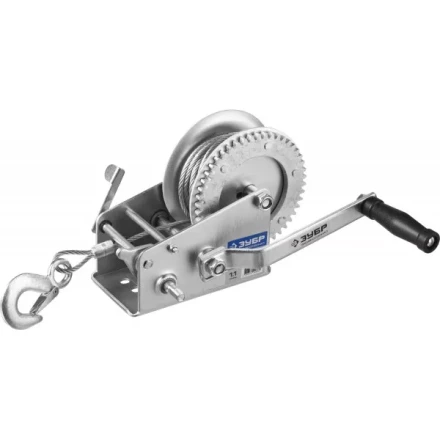 Лебедка ручная барабанная ЗУБР &quot;ПРОФЕССИОНАЛ&quot;, тяговая, тросовая, 1,1т, 8м 43113-1.1_z01 купить в Кургане