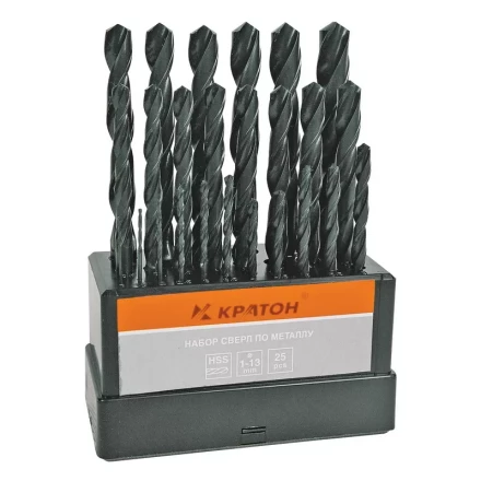 Набор сверл по мет 1,0-13,0 мм 25 шт Кратон 1 05 01 008 купить в Кургане