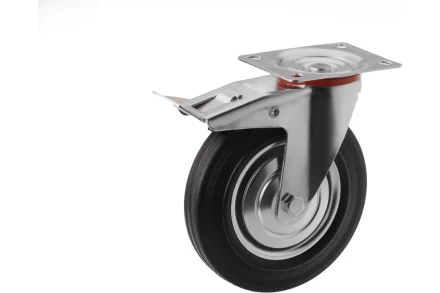 Аппаратное поворотное колесо с тормозом HITCH 100*30 резина черная SCb42 (SZ084866) купить в Кургане