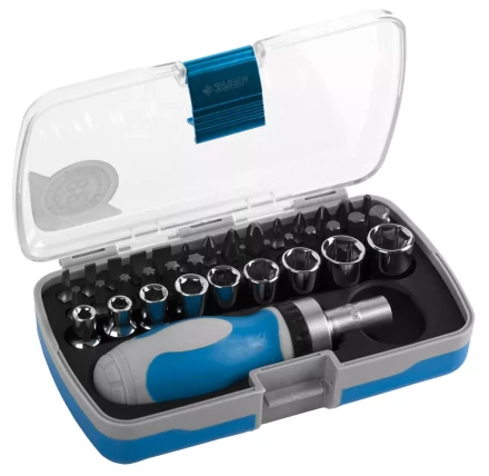 Набор ЗУБР Отвертка "ЭКСПЕРТ" реверс.с насадками, 2-хкомпон. ручка, HEX1/4" - SQ1/4",в пласт. боксе, 38 пред. 25288-H38 купить в Кургане