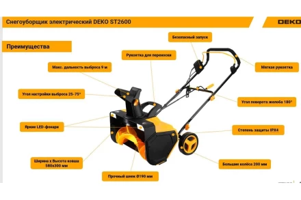 Снегоуборщик электрический ST2700R DEKO купить в Кургане