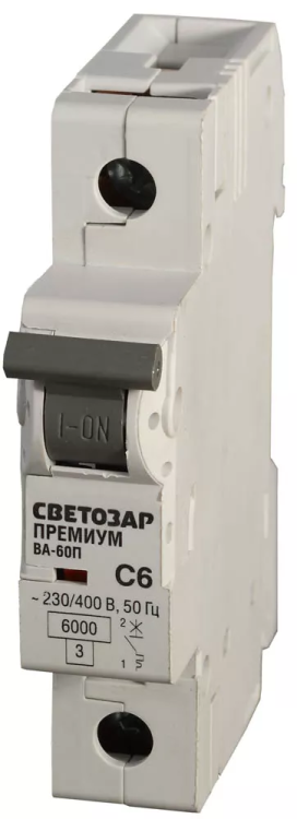 Выключатель автоматический СВЕТОЗАР "ПРЕМИУМ" 1-полюсный, 20 A, "C", откл. сп. 6 кА, 230 / 400 В SV-49021-20-C купить в Кургане