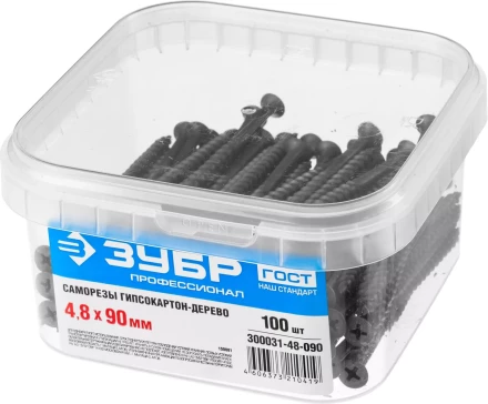 Саморезы фосфатированные с крупной резьбой, гипсокартон-дерево, ЗУБР 300031-48-090, PH2, 4,8 x 90 мм, 100 шт 300031-48-090 купить в Кургане