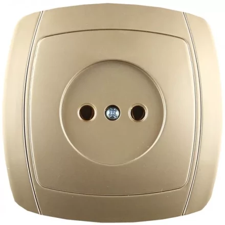 Розетка СВЕТОЗАР &quot;АКЦЕНТ&quot; одинарная в сборе, без заземления, цвет золотой металлик, 16А/~250В SV-54200-GM купить в Кургане