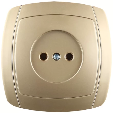 Розетка СВЕТОЗАР &quot;АКЦЕНТ&quot; одинарная в сборе, без заземления, цвет золотой металлик, 16А/~250В SV-54200-GM купить в Кургане