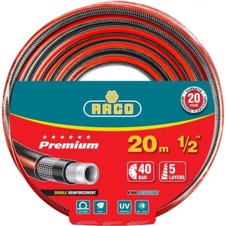 Шланг RACO &quot;PREMIUM&quot; поливочный, 40атм., армированный, 3-х слойный, 1/2&quot;х20м 40300-1/2-20 купить в Кургане