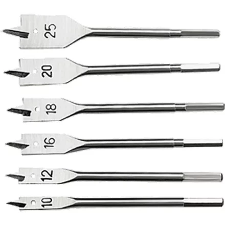 Набор сверл перовых по дереву 10-12-16-18-20-25 мм 6 штук 6-гранный хвостовик СИБРТЕХ 704155 купить в Кургане