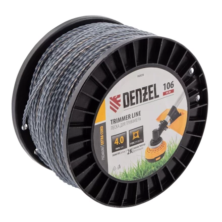 Леска для триммера двухкомпонентная витой квадрат, 4,0мм х 106м, на DIN катушке EXTRA CORD// Denzel 96826 купить в Кургане