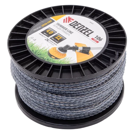 Леска для триммера двухкомпонентная витой квадрат, 4,0мм х 106м, на DIN катушке EXTRA CORD// Denzel 96826 купить в Кургане
