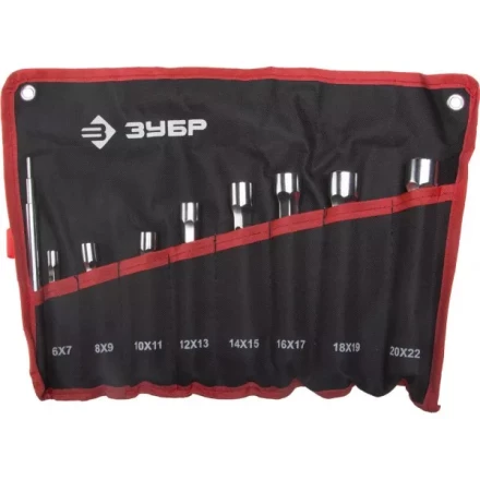 Набор ЗУБР &quot;МАСТЕР&quot;: Ключи торцовые, двухсторонние, усиленные, шестигранный профиль, 6-22мм, с воротком, 9 шт 27190-H9 купить в Кургане