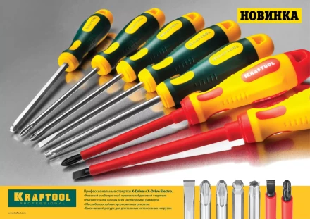 Отвертка KRAFTOOL, высоковольтная, Cr-Mo-V стержень, двухкомпонент. маслобензостойкая рукоятка, PH №1, 80мм 250084-1-080 купить в Кургане