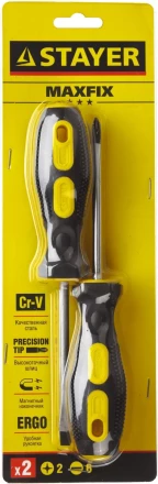 Набор STAYER &quot;MASTER&quot;: Отвертки слесарные, двухкомпонентная рукоятка, магнитный наконечник, 2 / 6мм - 100мм, 2шт 2513-H2_z01 купить в Кургане