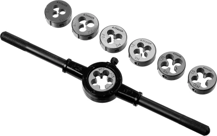 Набор плашек STAYER &quot;MASTER&quot;, плашкодержатель 1шт, плашки 7шт, 8 предметов 28015-H8_z01 купить в Кургане