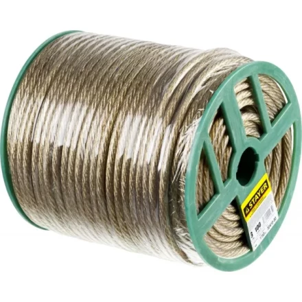 Трос стальной в полимерной оболочке, d=8,0 мм, L=100 м, STAYER Master 30410-80 30410-80 купить в Кургане