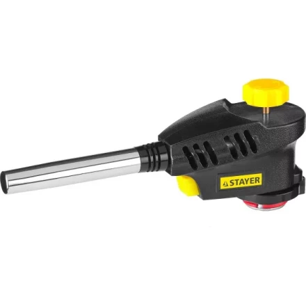 Газовая горелка &quot;ProTerm&quot; на баллон, STAYER &quot;PROFESSIONAL&quot; 55582, с пьезоподжигом, регулировка пламени, вихревое пламя, цанговое соединение, 1300С 55582 купить в Кургане