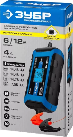 Зарядные устройства 4 А серия ПРОФЕССИОНАЛЗарядное устройство ЗУБР Профессионал 6/12 В, 4А, IP65, ЗУ-120 59300 купить в Кургане