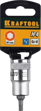 Торцовая бита-головка KRAFTOOL &quot;INDUSTRIE QUALITAT&quot;, материал S2, HEX, сатинированная, 1/2&quot;, H4 27908-04_z01 купить в Кургане