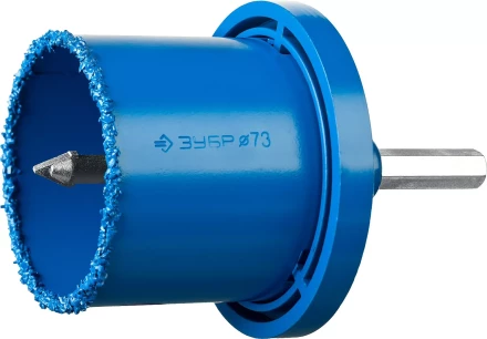 Набор кольцевых коронок ЗУБР &quot;ПРОФЕССИОНАЛ&quot; c карбид-вольфрамовым нанесением, 6 предм. в кейсе: коронки O 33, 53, 67, 73 мм, основание, сверло 33350-H6_z01 купить в Кургане